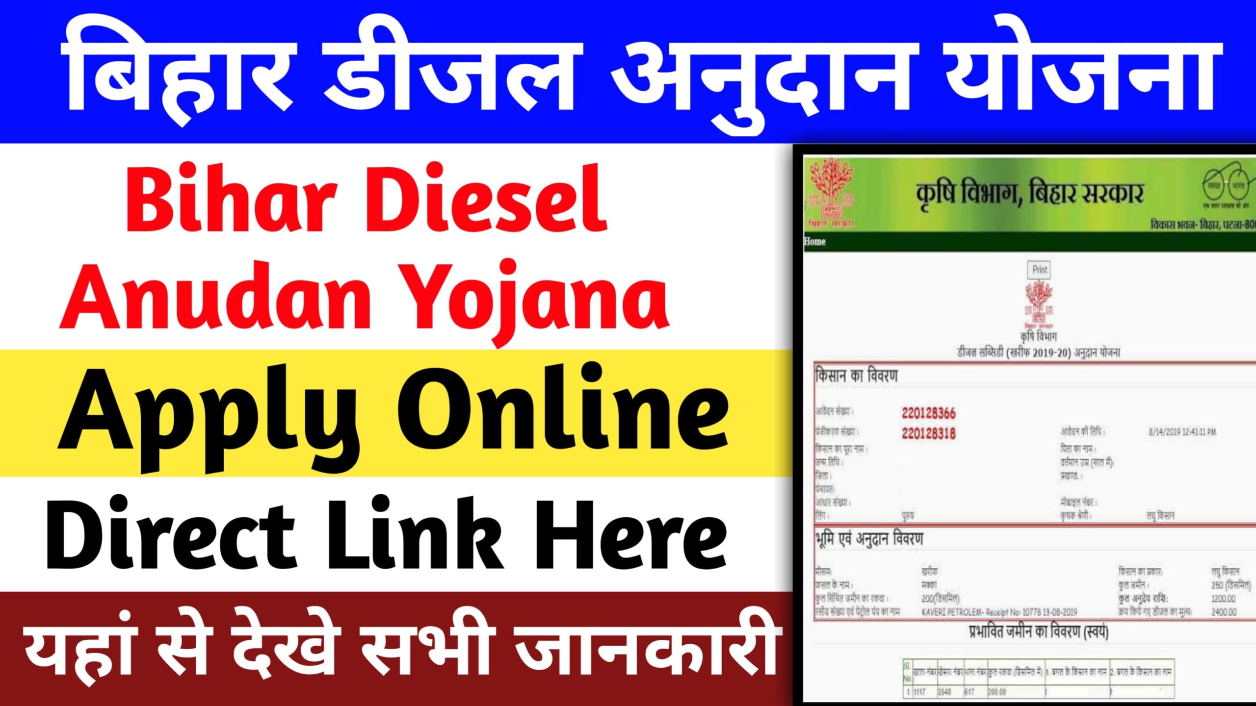Bihar Diesel Anudan Yojana 2023- Apply Online & Required Documents Full Details