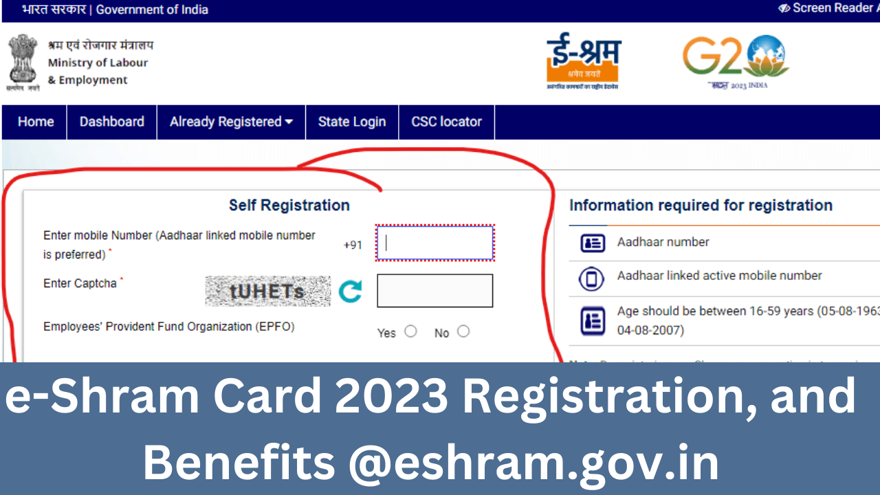 e-Shram Card 2023 Registration, and Benefits @eshram.gov.in