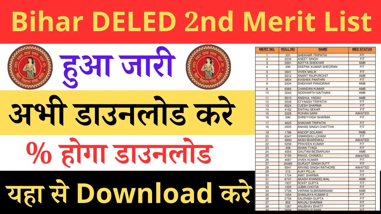 Bihar DELED 2nd Merit List 2023