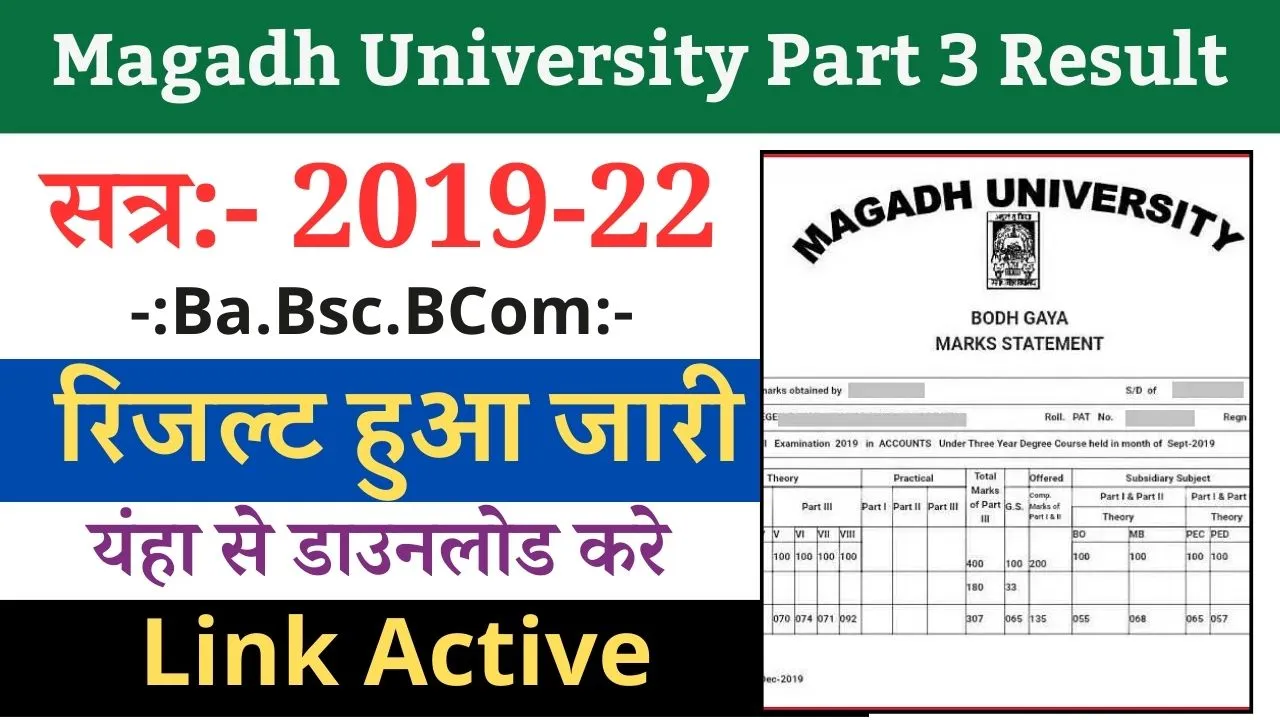Magadh University Part 3 Result 2019-22